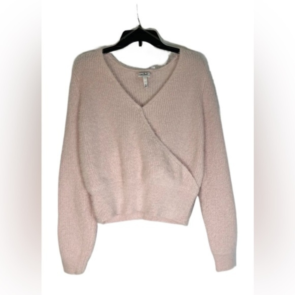 DEREK HEART Surplice-neck Long Sleeve Sweater